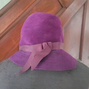 Sheraton Womens Purple Felt Hat With Ribbon Trim
